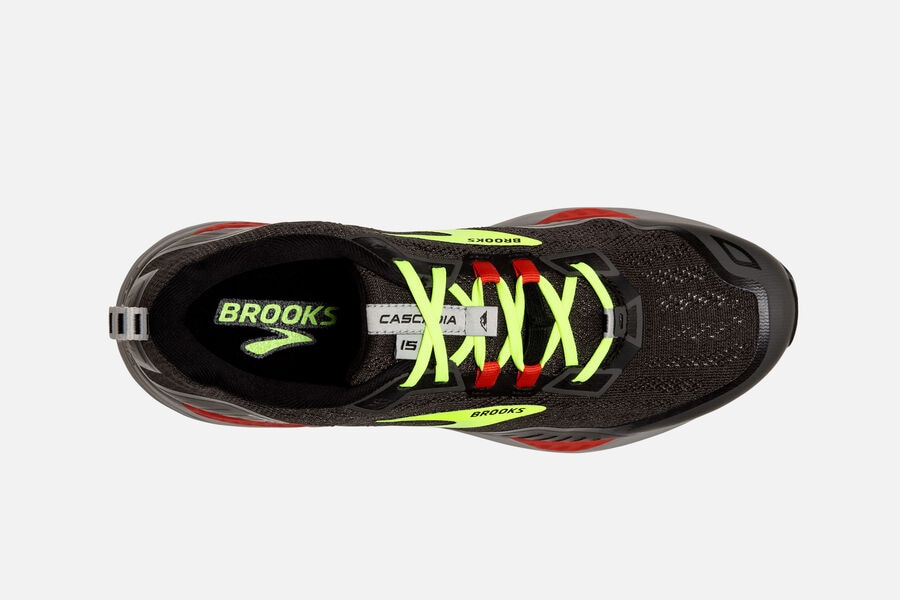 Brooks Cascadia 15 Trail Loopschoenen Heren - Zwart/Groen - 953172XAW